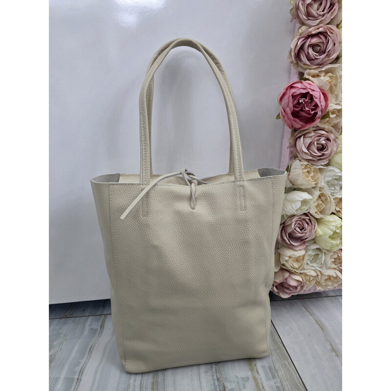 E-shop Katrins Fashion Kožená béžová kabelka Italy