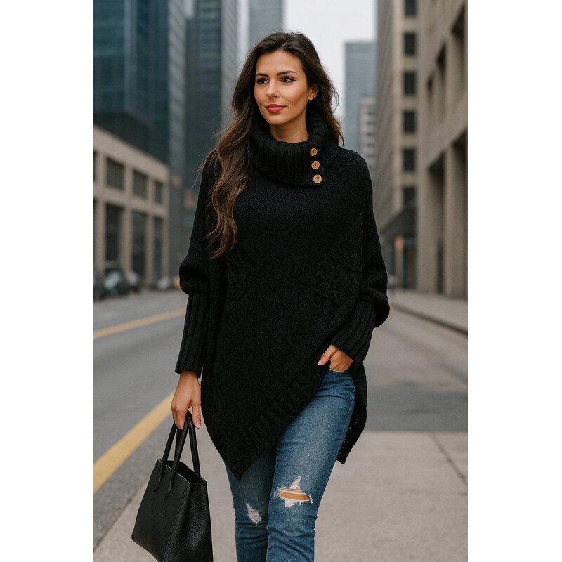Fashionweek Dámské elegantní pončo s teplým rolákem JK-NOEMI 48749905
