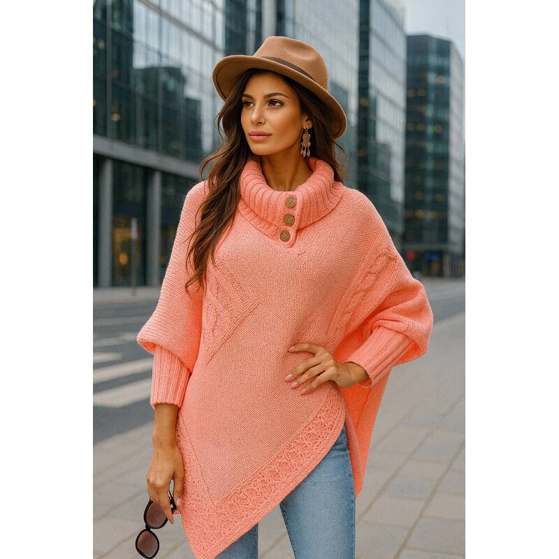 Fashionweek Dámské elegantní pončo s teplým rolákem JK-NOEMI 48749909