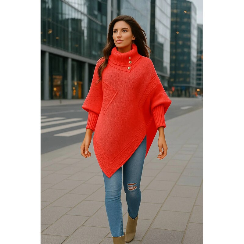 Fashionweek Dámské elegantní pončo s teplým rolákem JK-NOEMI 48749906
