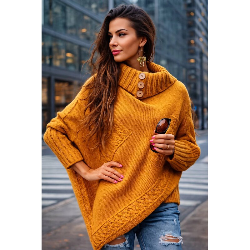 Fashionweek Dámské elegantní pončo s teplým rolákem JK-NOEMI 48749908
