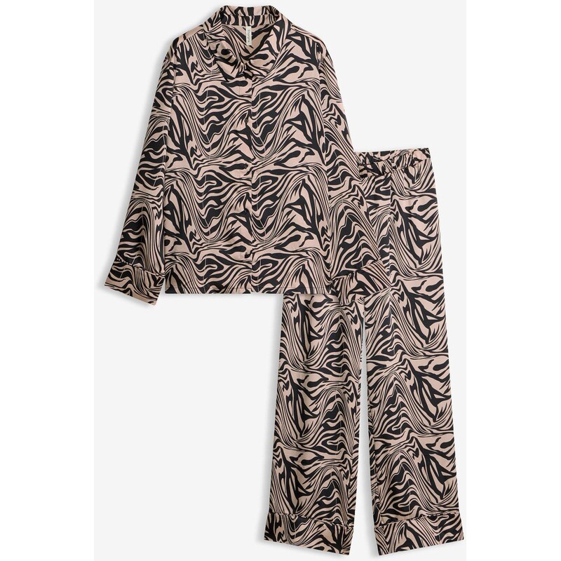 bonprix Pyžamo zo saténu, farba čierna 68404343