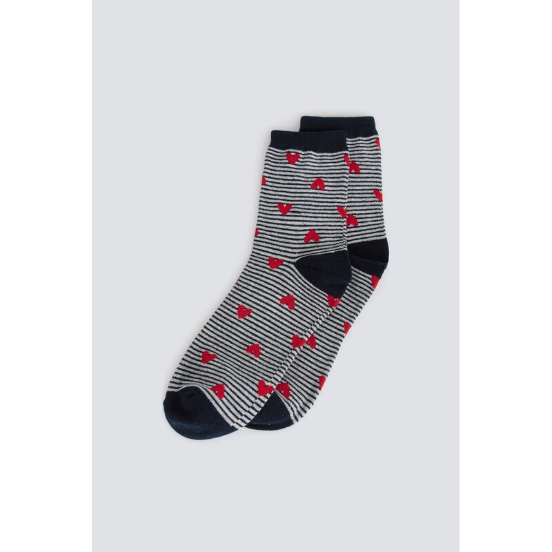 SPRINGFIELD Vysoké pruhované ponožky s motívom srdiečok 68571366
