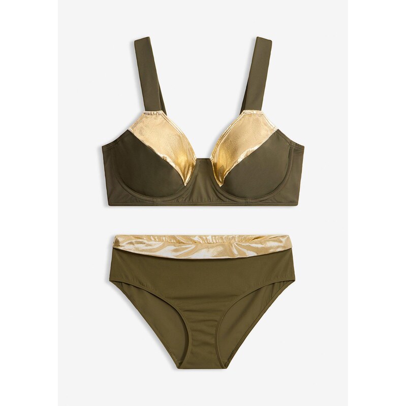 bonprix Bikiny minimizer (2-dielne) s prvkami v zlatej farbe, farba 68571650