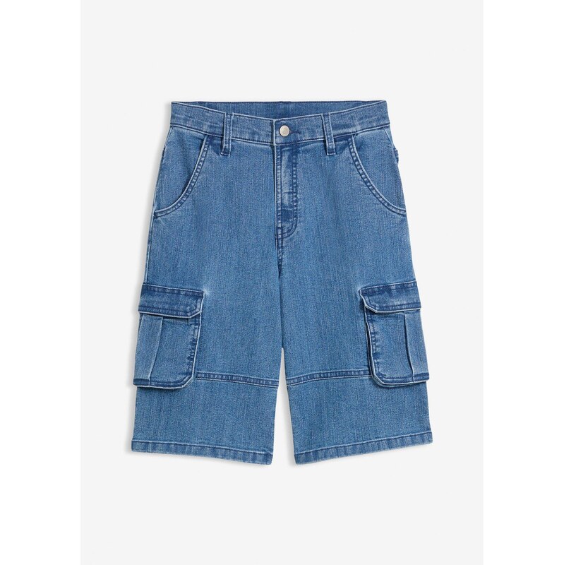 bonprix Kapsáčové bermudy, Loose fit, prestaviteľný pás, farba modrá 68571738