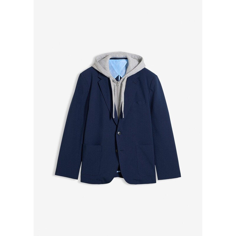 bonprix Sako 2 v1, odnímateľná kapucňa, farba modrá 68571890