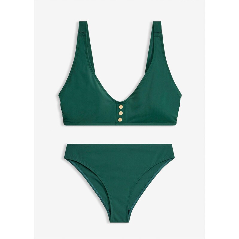 bonprix Bikiny (2-dielne) s gombičkovým detailom, farba zelená 68571968