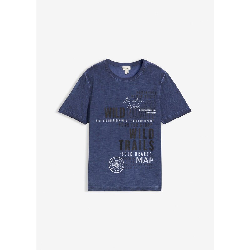bonprix Tričko vo vypranom vzhľade, farba modrá 68572012