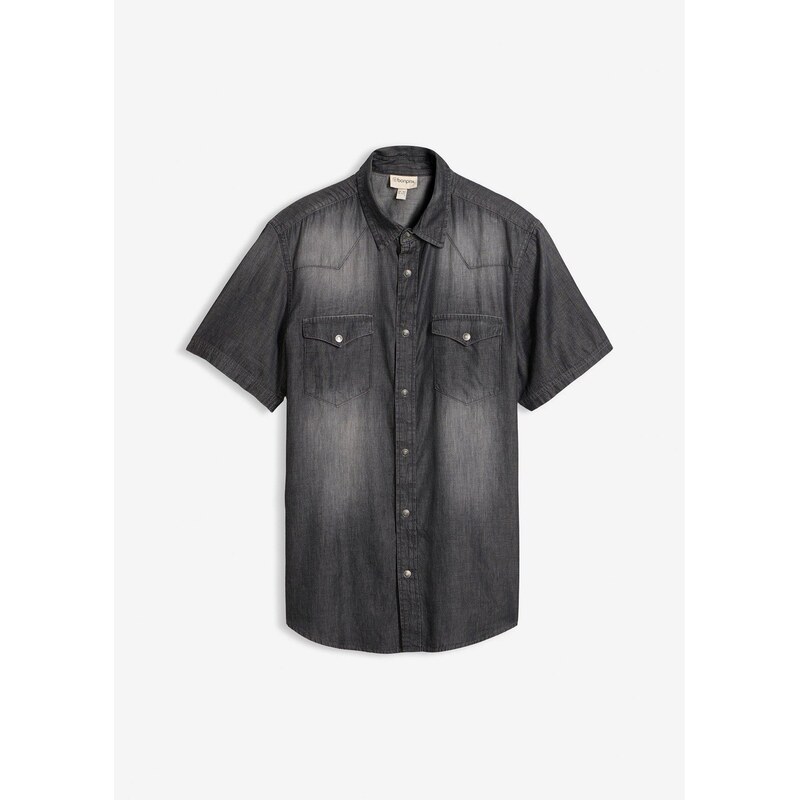 bonprix Džínsová košeľa, krátky rukáv, Slim Fit, bio bavlna, farba 68572068