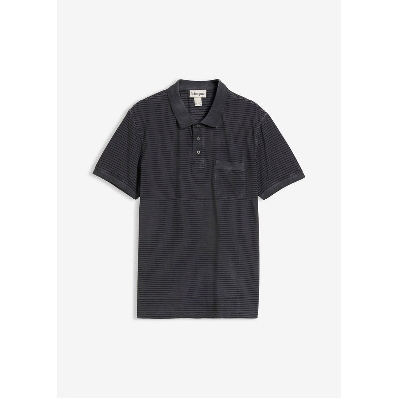 bonprix Polo tričko vo vypratom vzhľade, krátke rukávy, farba čierna 68572218