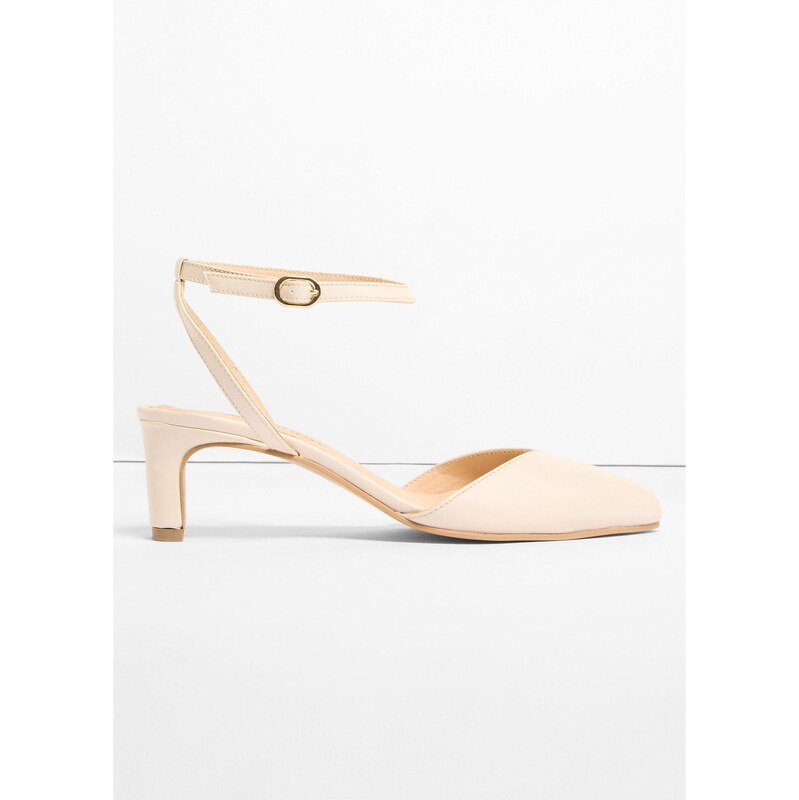 bonprix Lodičky s remienkom a nízkym podpätkom, farba béžová 68572262