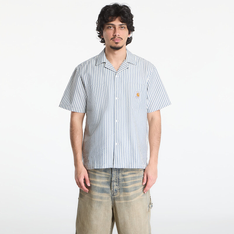 Košeľa Carhartt WIP S/S Leavel Shirt UNISEX Leavel Stripe/ Blue River/ 68561669