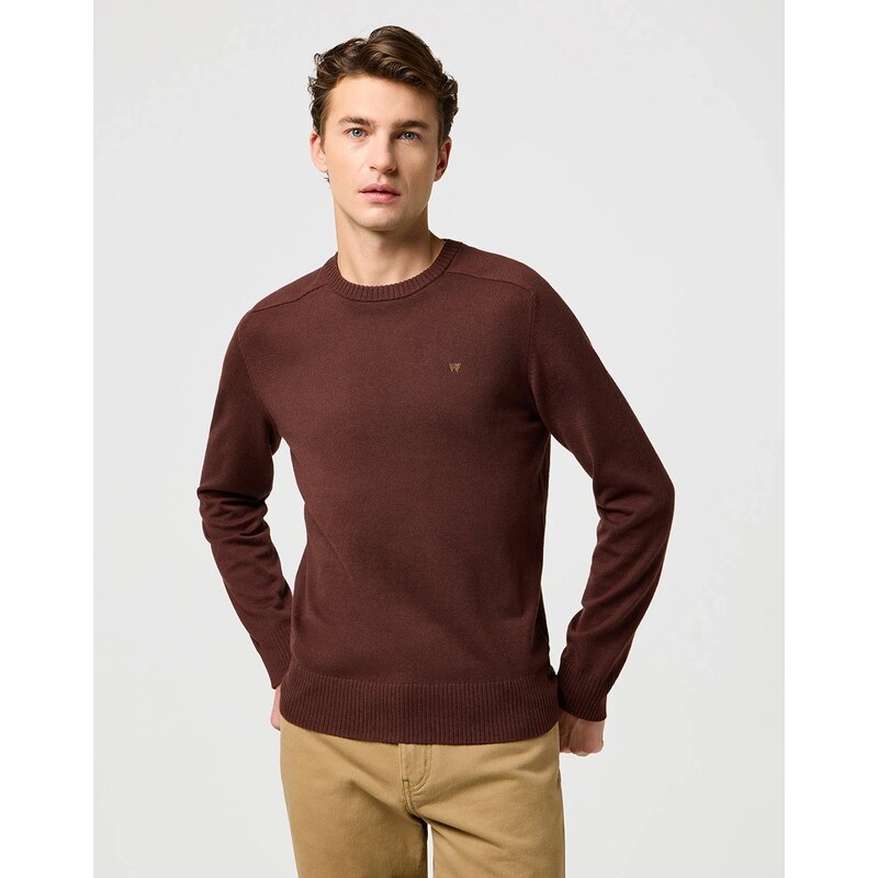 Pánsky sveter WRANGLER KNIT SWEATER IN MAHAGONY 112371538 68574782