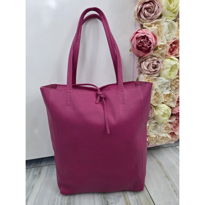 E-shop Katrins Fashion Kožená cyklámenová kabelka Italy