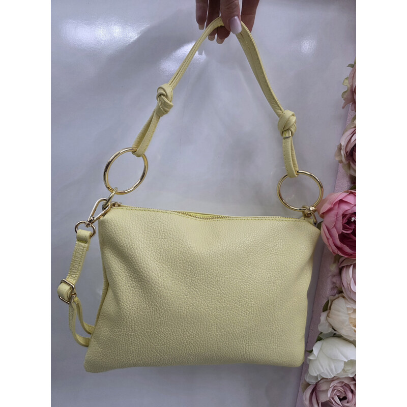 E-shop Katrins Fashion Žltá kožená crossbody kabelka Grosso
