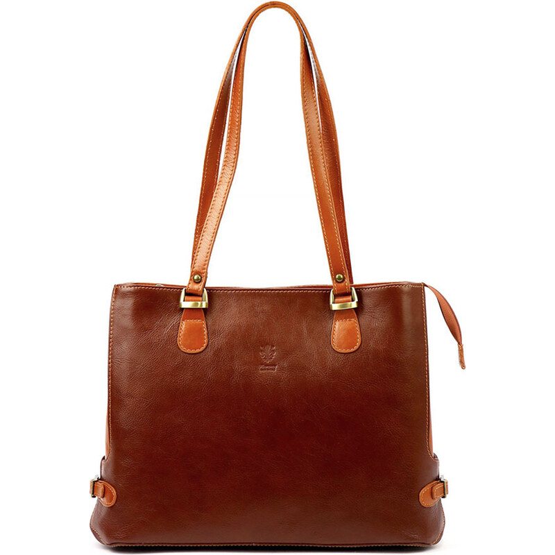 Hnedá kožená kabelka cez plece Florence 14 s rúčkami camel 68591377