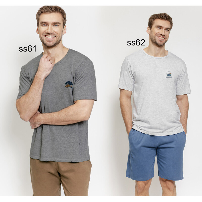 E-shop TARO Pánske pyžamo Gabriel3576 ss61-tm.sivá 2XL