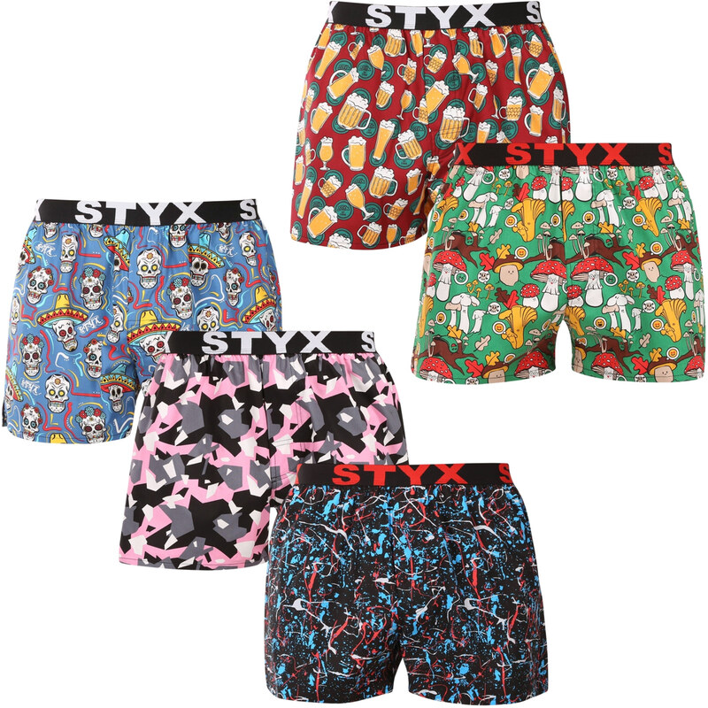 E-shop 5PACK pánske trenky Styx art športová guma viacfarebné