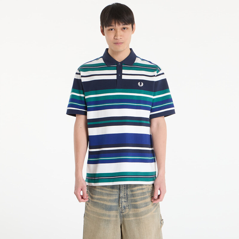 Tričko FRED PERRY Striped Relaxed Polo Shirt Deep Mint XL 68593966