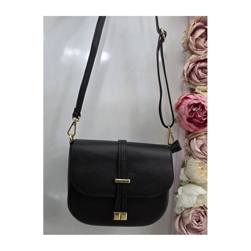 E-shop Katrins Fashion Čierna kožená crossbody kabelka Vera Italy