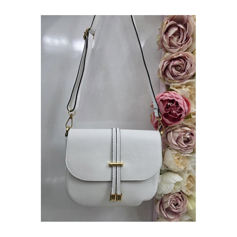 E-shop Katrins Fashion Biela kožená crossbody kabelka Vera Italy