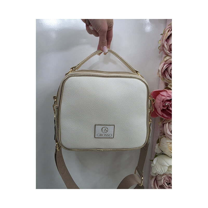 E-shop Katrins Fashion Zlato-biela Crossbody kabelka Grosso