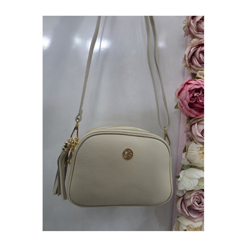 E-shop Katrins Fashion Béžová kožená crossbody kabelka Grosso