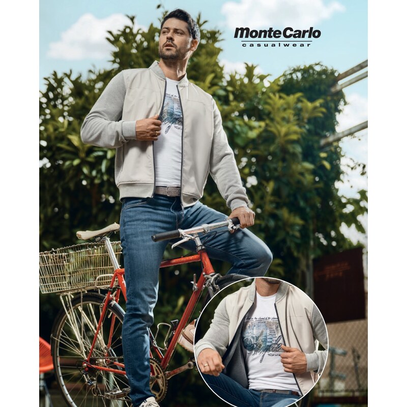 Pánsky béžový bundo-sveter MONTE CARLO 68606092
