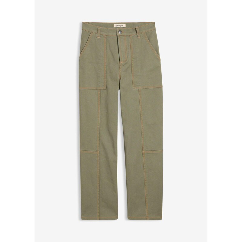 bonprix Twillové nohavice z bavlneno-elastanového mixu, farba zelená 68606117