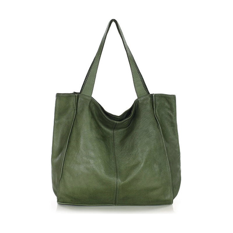 E-shop MARCO MAZZINI Zelená kožená shopper kabelka handmade
