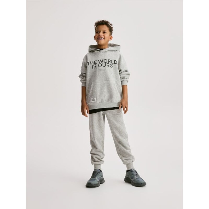Reserved - Bavlnené jogger nohavice - svetlošedá 68513701