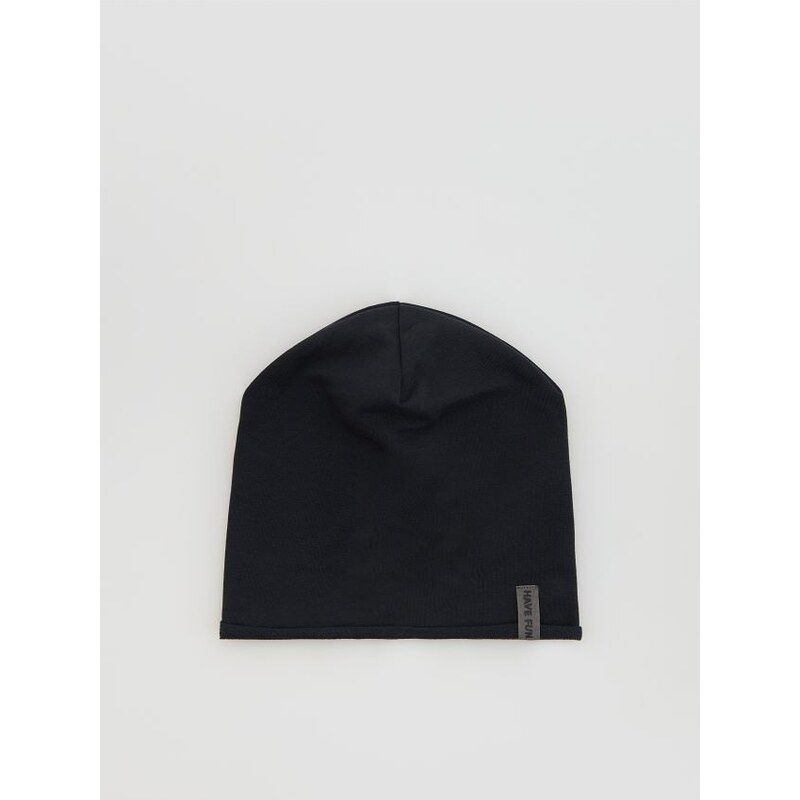 Reserved - Bavlnená čiapka beanie s nášivkou - tmavosivá 68523932