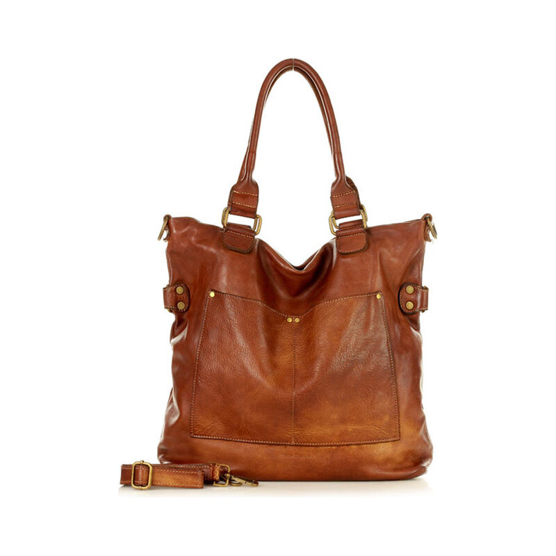 E-shop MARCO MAZZINI Camel kožená shopper kabelka Vera pelle