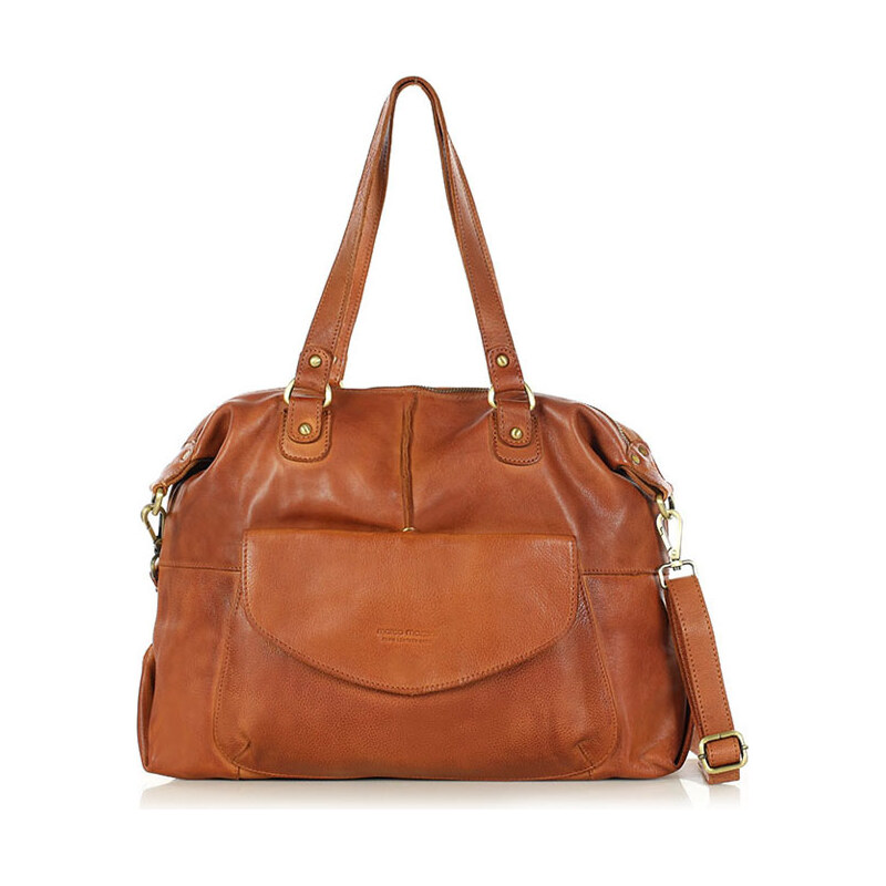 E-shop MARCO MAZZINI Camel kožená shopper kabelka A4