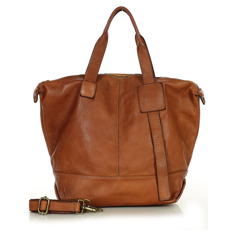 E-shop Marco Mazzini Camel veľká kožená shopper kabelka A4