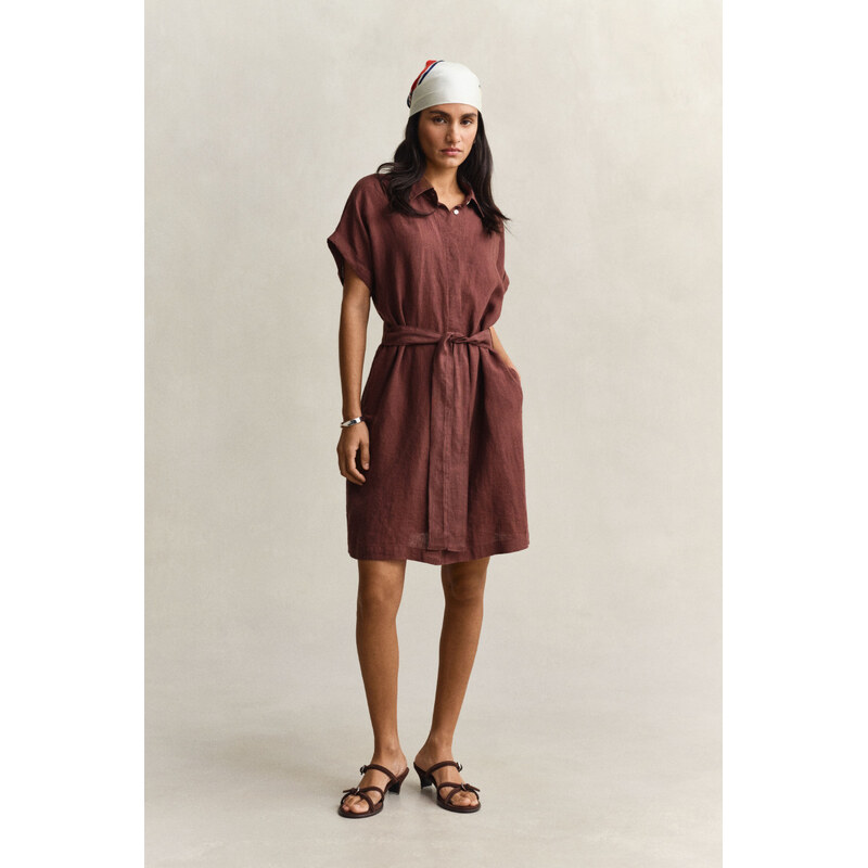 Šaty gant linen cap sleeve shirt dress fresh soil 68423477