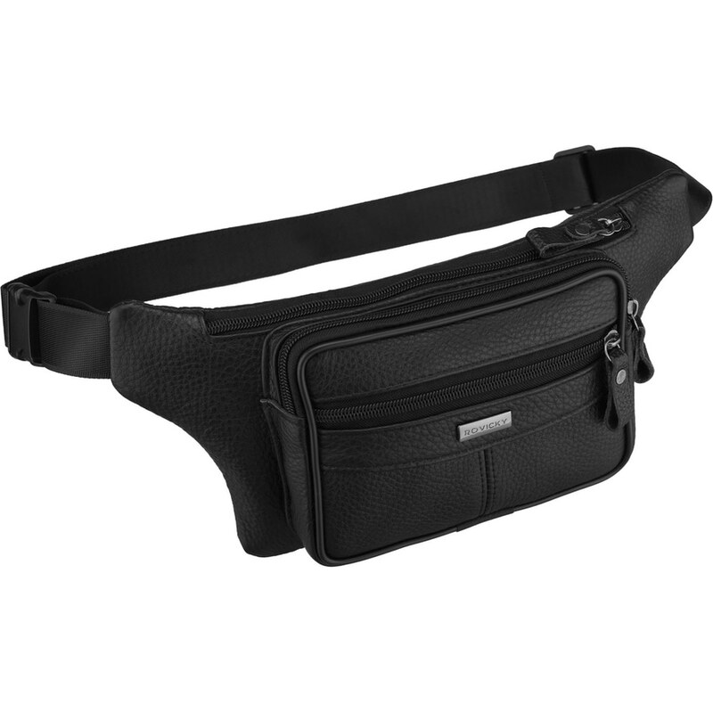 Pánska kožená čierna ľadvinka na zips Rovicky R-ST7-05 Black 68615463