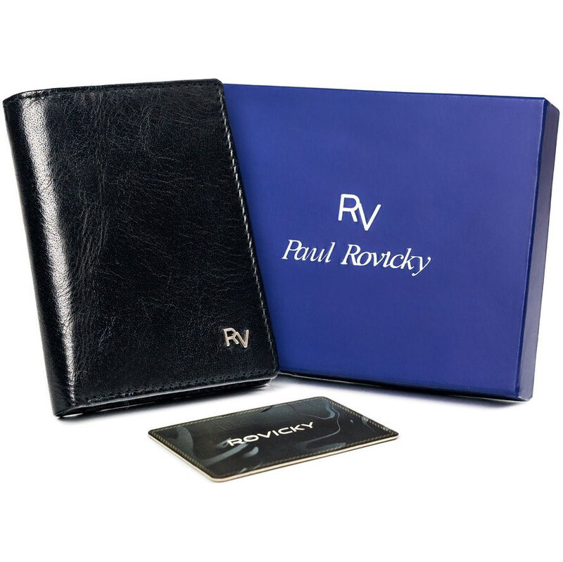 Rovicky Veľká pánska peňaženka z lesklej prírodnej kože | čierna RV 68622729
