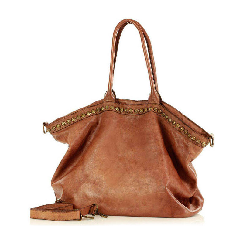 E-shop MARCO MAZZINI Camel Veľká kožená shopper taška