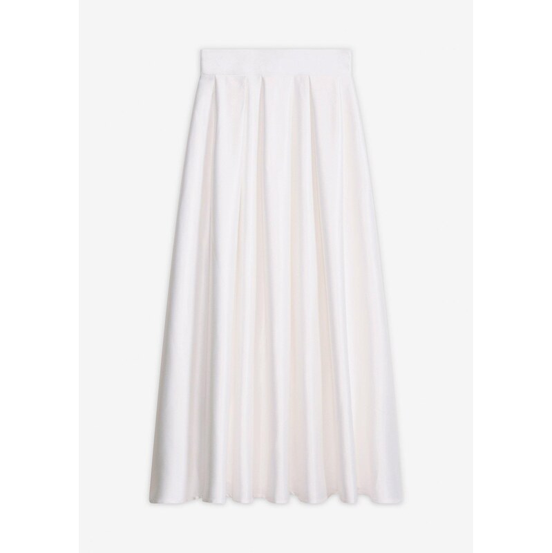 bonprix Maxi sukňa z lesklého saténu, farba biela 68623155
