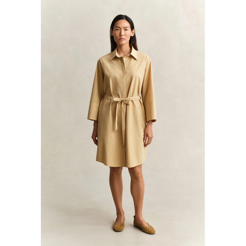 Šaty gant poplin belted shirt dress warm beige 67556364