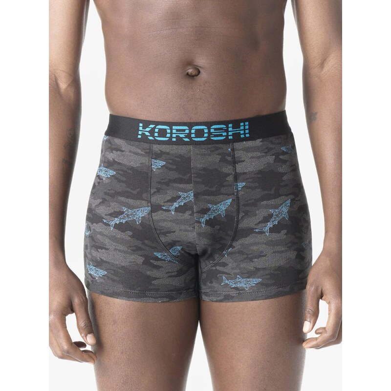 E-shop KOROSHI Boxerky tyrkysová / sivá / čierna