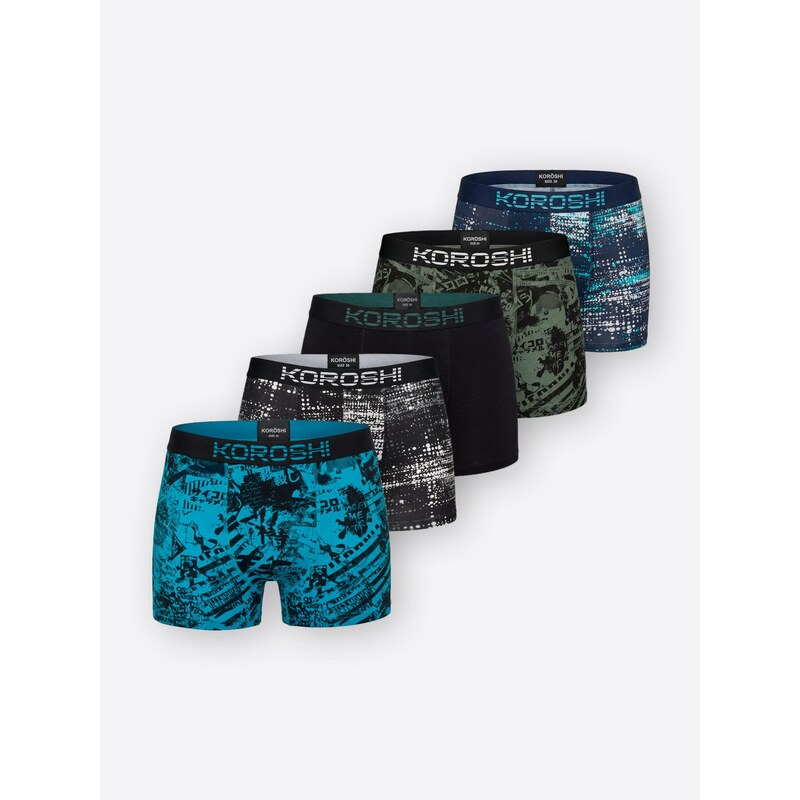 KOROSHI Boxerky tmavomodrá / svetlozelená / čierna / biela 68633796