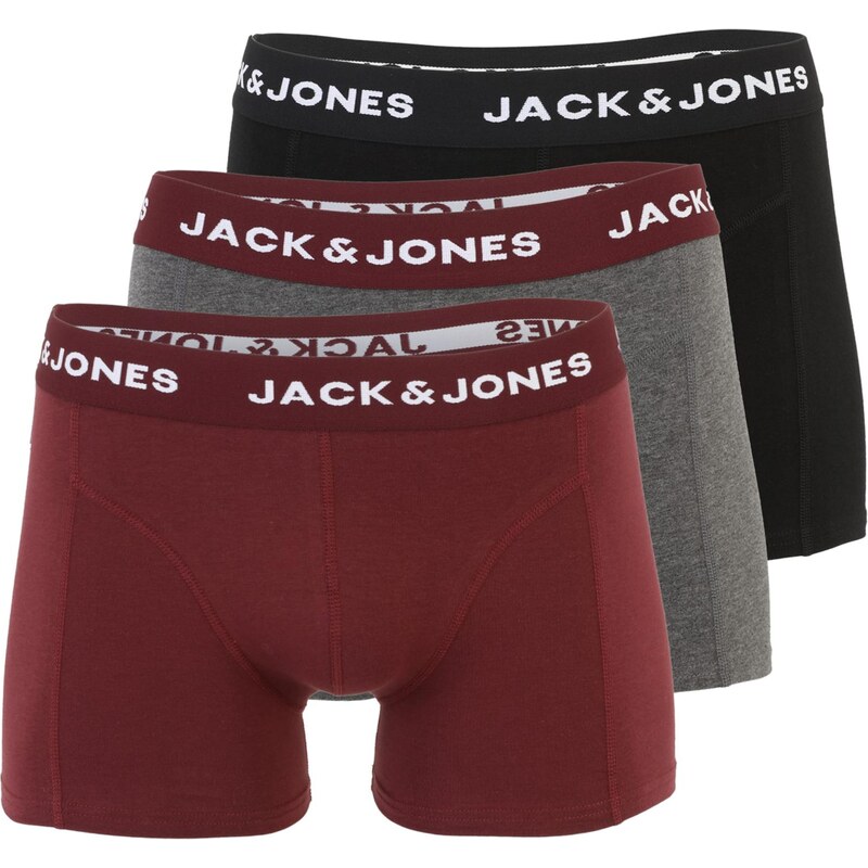 JACK & JONES Boxerky JACBRINK sivá melírovaná / červená / čierna / 68634185