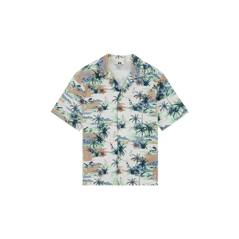 E-shop WE Fashion Košeľa námornícka modrá / hnedá / svetlozelená /