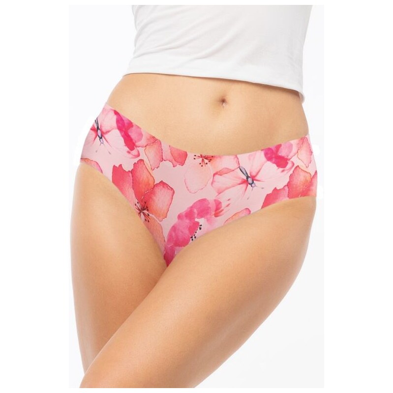 E-shop Julimex Nohavičky Simple Classic Mallow ružové s kvetmi