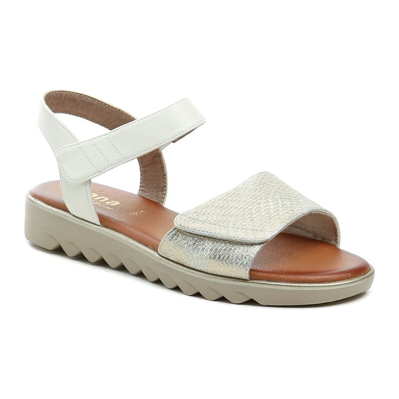 Jana 8-28265-42 bielo zlaté dámske sandále šírka H 68667755