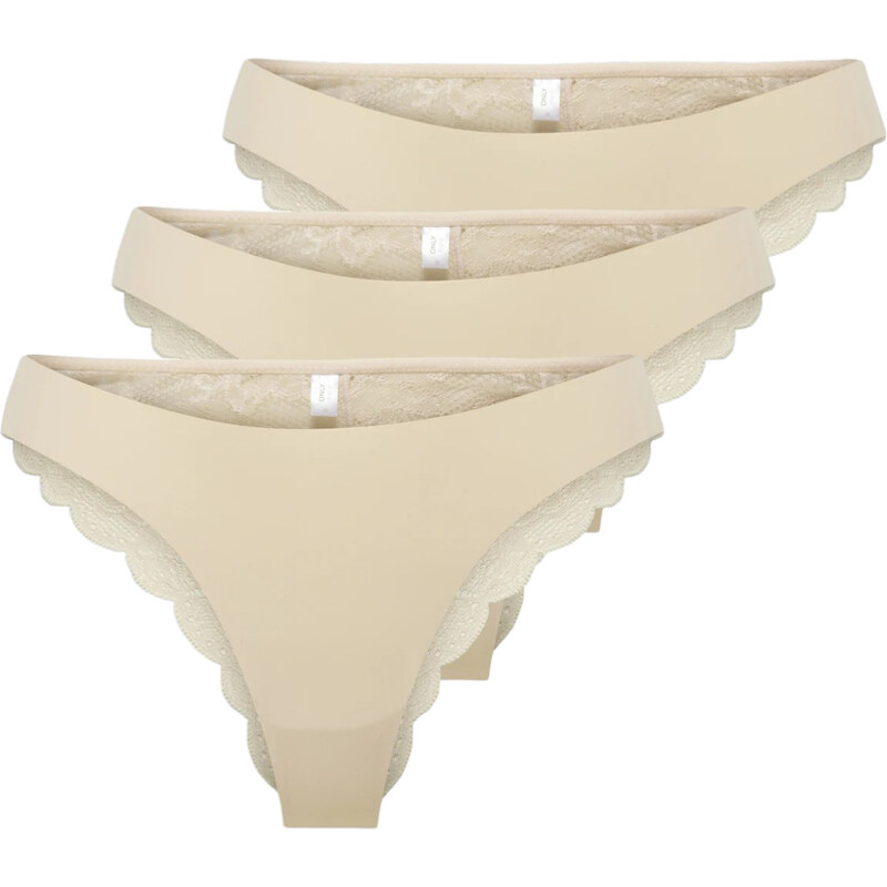 3PACK dámske nohavičky brazilky ONLY béžové (15348960-Peach Taffy) 68672794