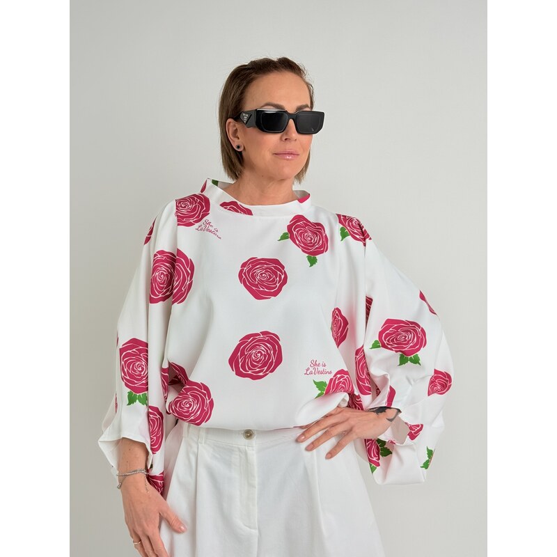 E-shop LAVESTINO Bielo-ružová tunika VALENTINA