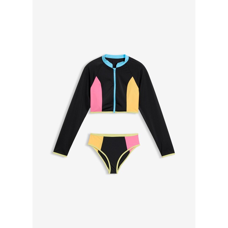 E-shop bonprix Bikiny (2-dielne), dlhý rukáv, farba čierna